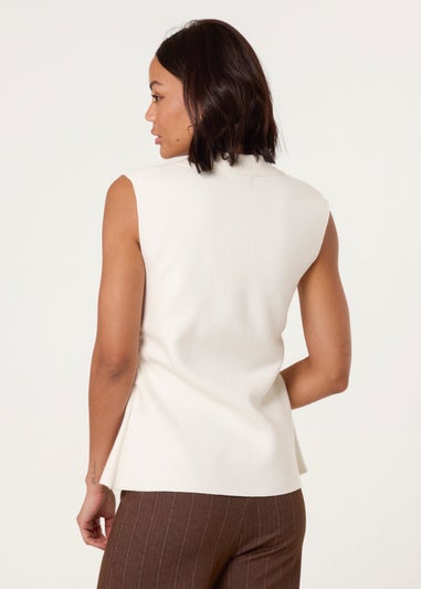 Blue Vanilla Ivory Gold Button Front Tailored Vest