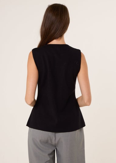 Blue Vanilla Black Button Front Tailored Vest