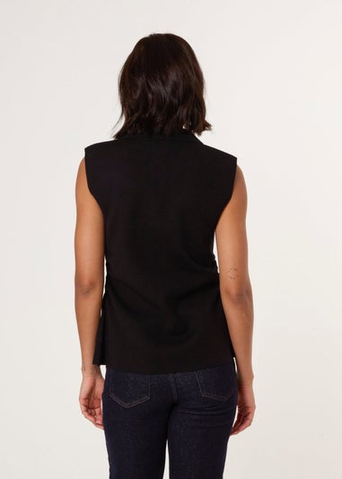 Blue Vanilla Black Gold Button Front Tailored Vest