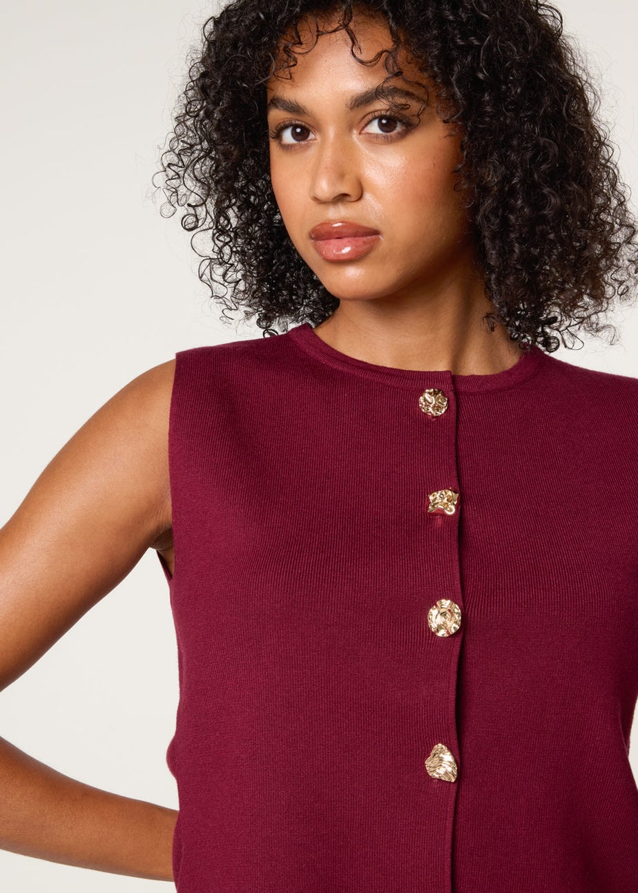 Blue Vanilla Red Button Front Tailored Vest