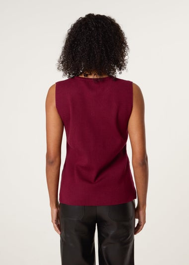 Blue Vanilla Red Button Front Tailored Vest