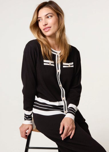 Blue Vanilla Black Contrast Colour Co-ord -Button Front Set