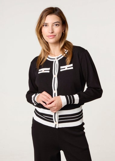 Blue Vanilla Black Contrast Colour Co-ord -Button Front Set