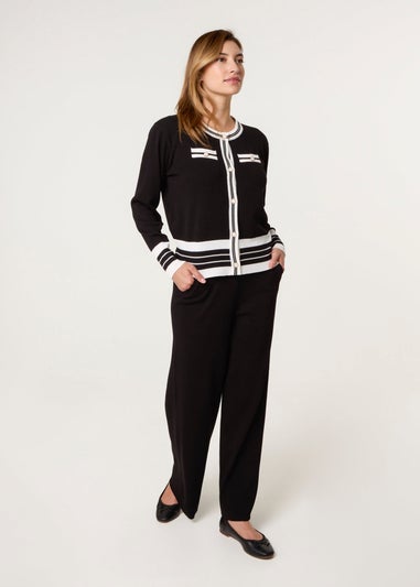 Blue Vanilla Black Contrast Colour Co-ord -Button Front Set