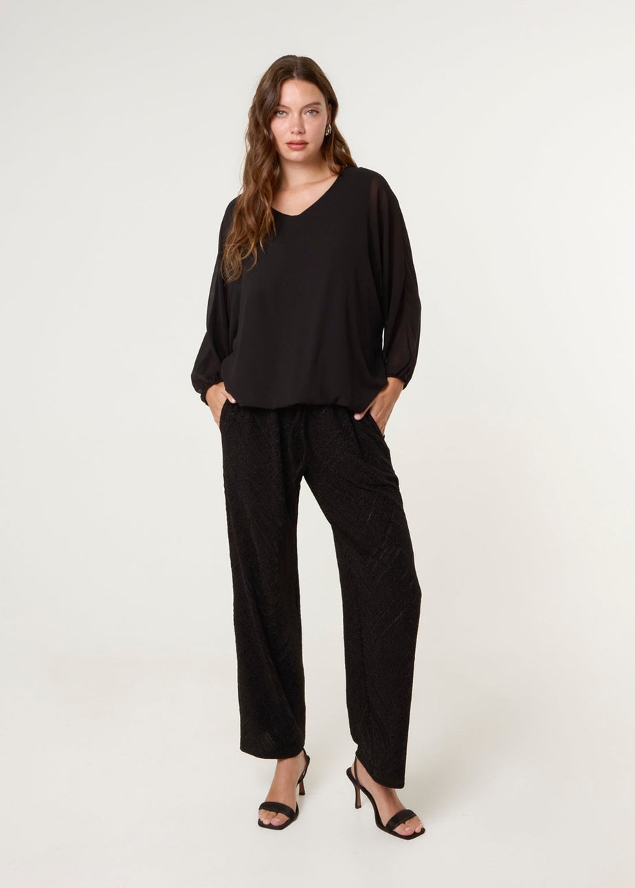 Blue Vanilla Black Draw Cord Shimmery Trousers