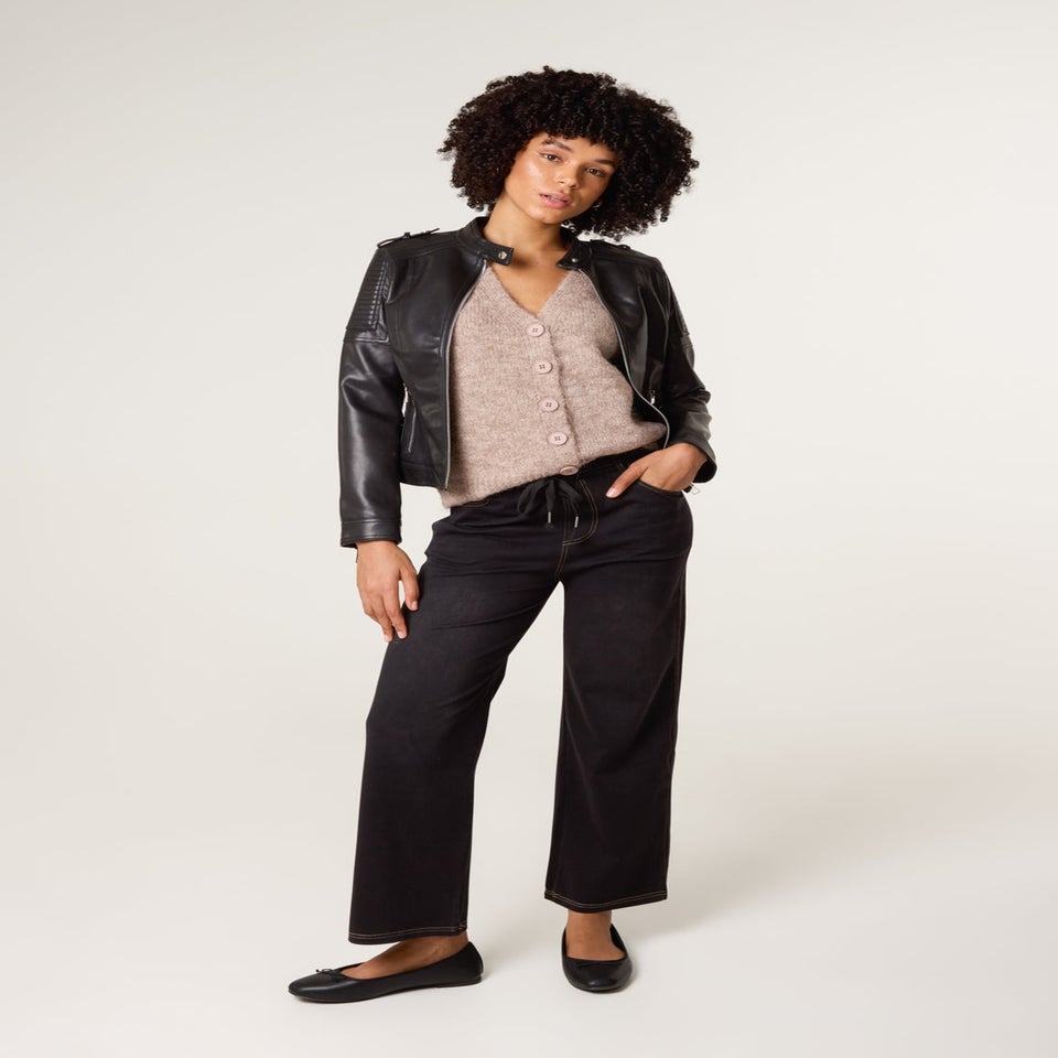 Blue Vanilla Black Elasticated Waist Jeans With Tie