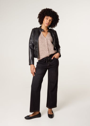 Blue Vanilla Black Elasticated Waist Jeans With Tie