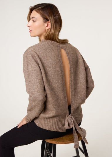 Blue Vanilla Brown Jumper With Open Back Bow Tie