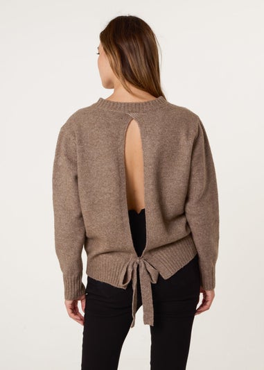 Blue Vanilla Brown Jumper With Open Back Bow Tie