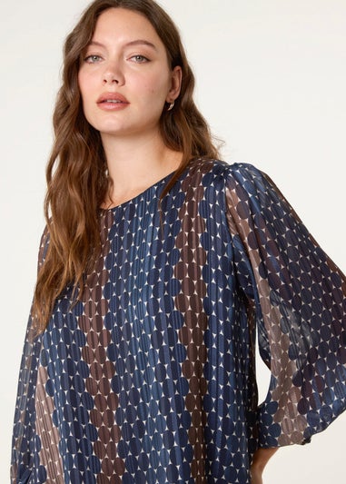 Blue Vanilla Multi Crew Neck Metallic Chiffon Top