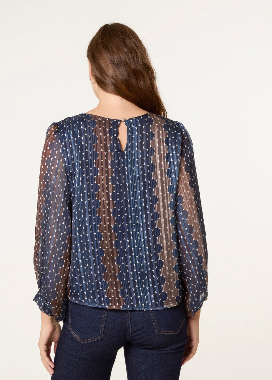 Blue Vanilla Multi Crew Neck Metallic Chiffon Top