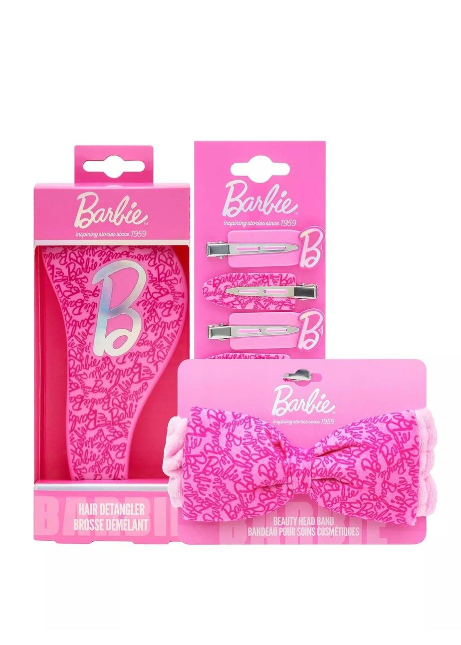 Barbie Hair Bundle Pink Headband Detangler & Creaseless Clips