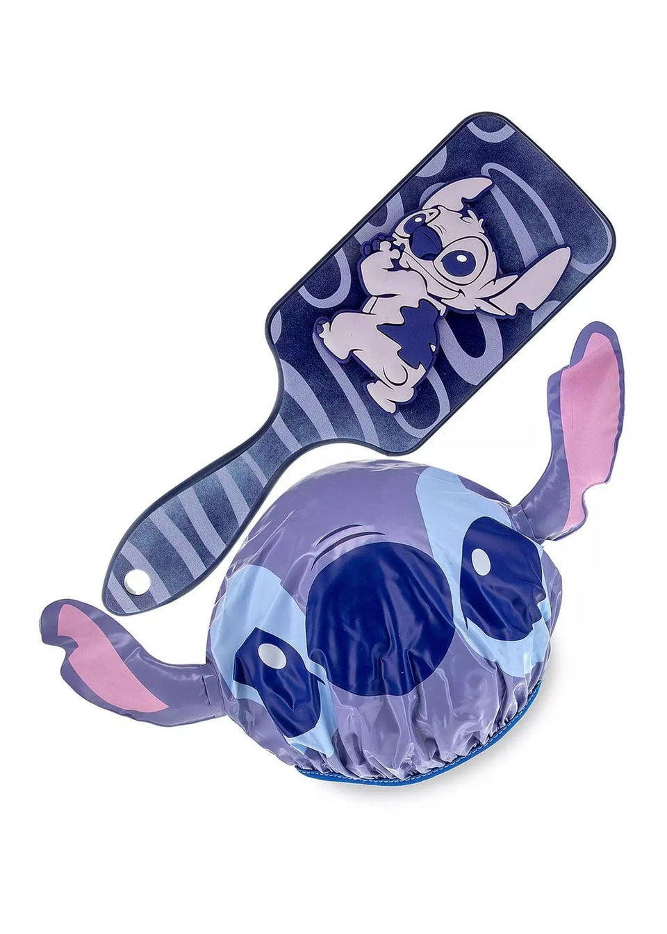 Disney Stitch Blue Denim Hairbrush & Shower Cap