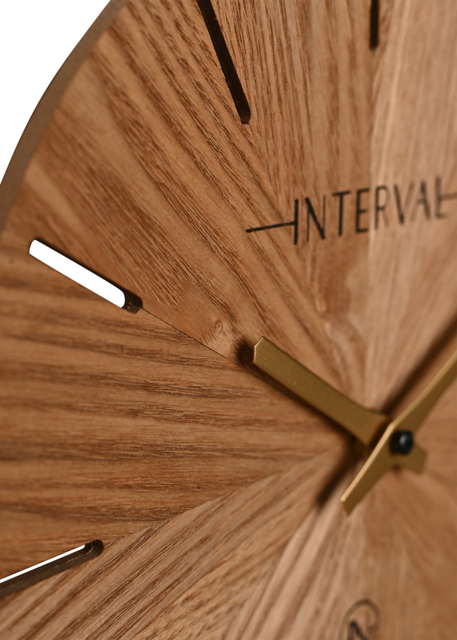 Interval Brown Wooden Wall Clock 30cm