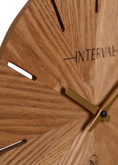 Interval Brown Wooden Wall Clock 30cm