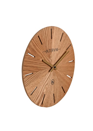 Interval Brown Wooden Wall Clock 30cm