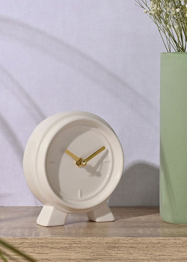 Interval Ceramic Mantle Clock Soft Cream