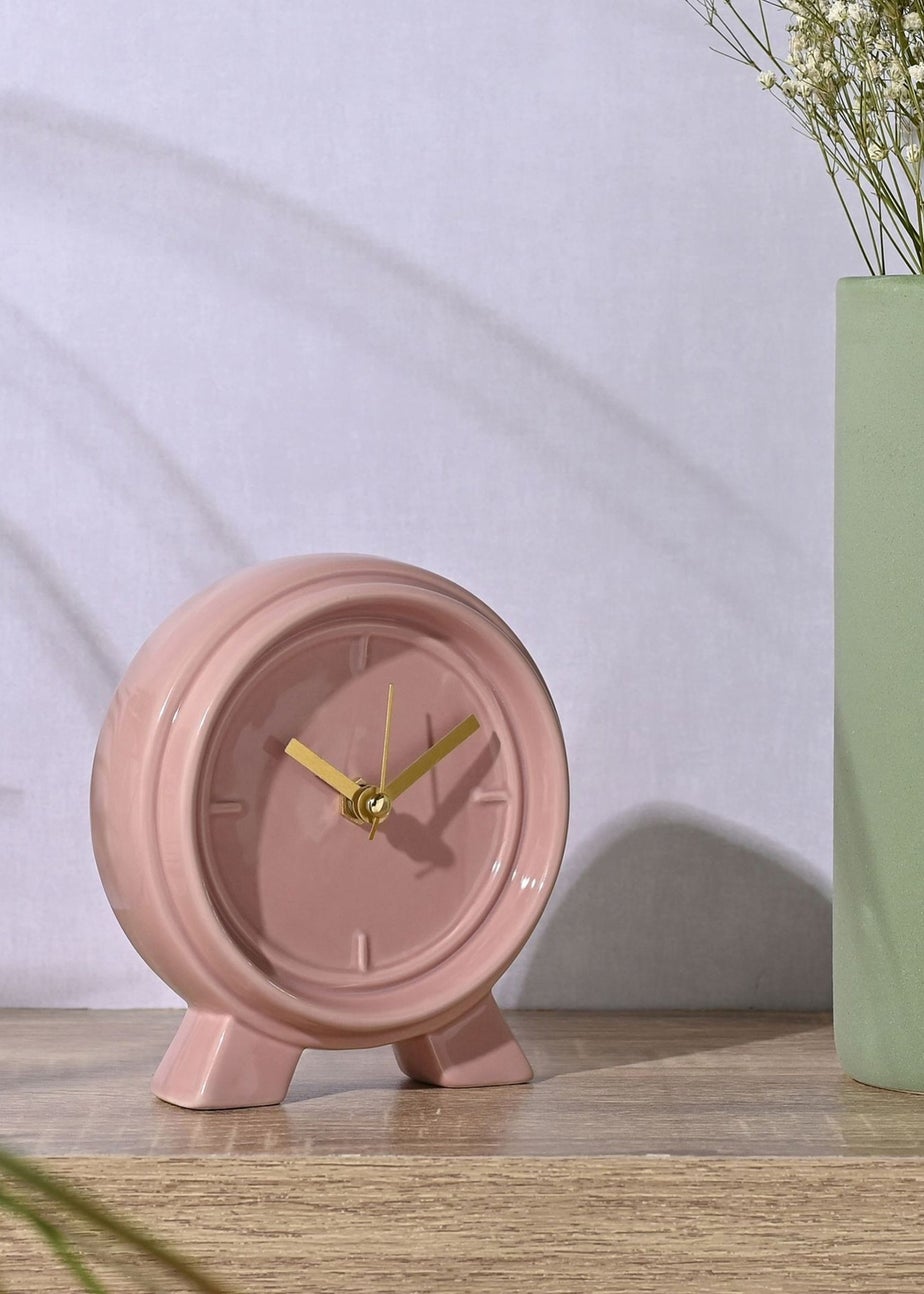 Interval Ceramic Mantle Clock Pink Clay
