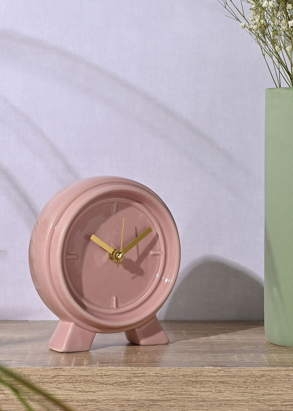 Interval Ceramic Mantle Clock Pink Clay