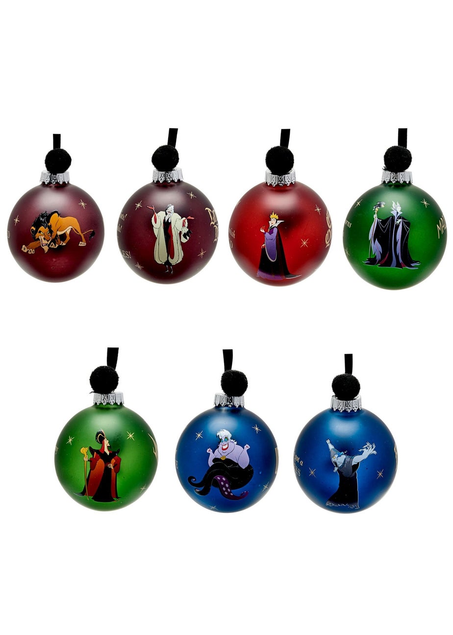 Disney Set Of 7 Multicoloured Baubles  Villains