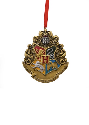 Harry Potter Warner Bros Set of 3 Multi-Coloured Tree Decorations Wand Crest & Broom
