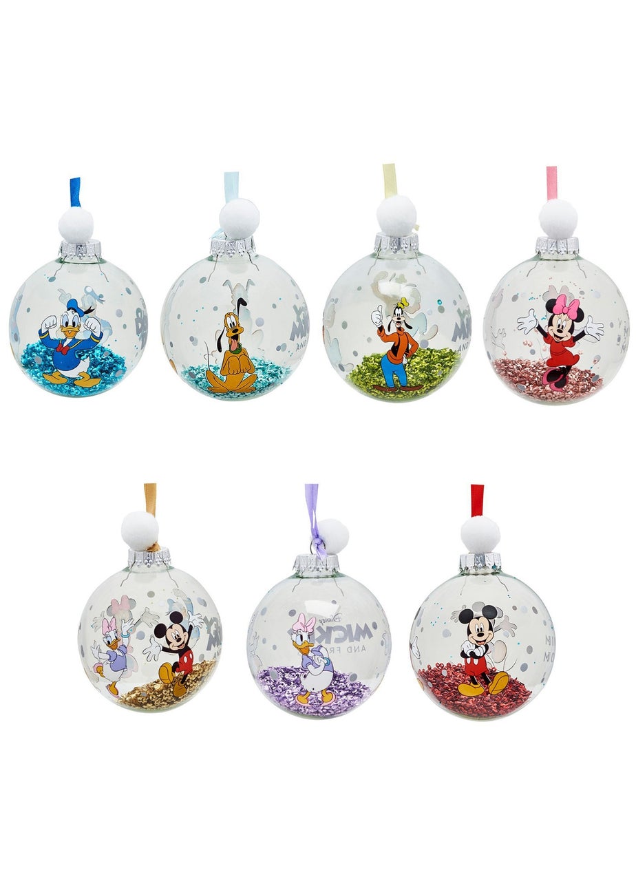 Disney Set Of 7 Multicoloured Baubles Mickey & Friends