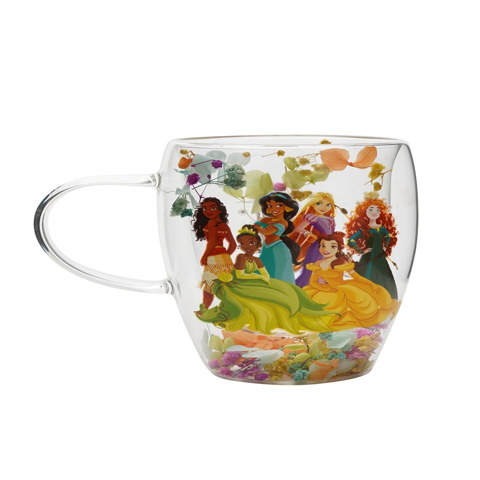 Disney Pastel Princess Floral Decorative Multi-coloured Glass Mug Multi Princess