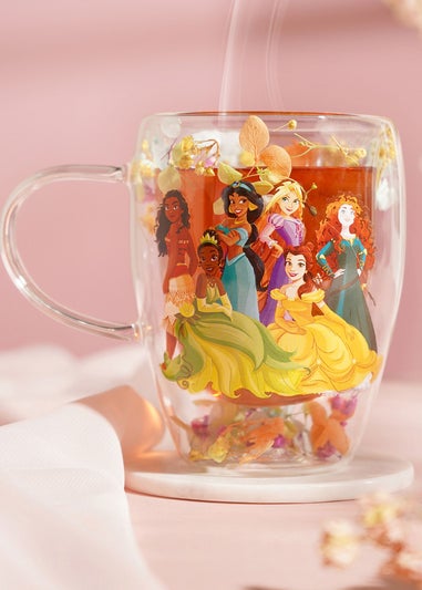 Disney Pastel Princess Floral Decorative Multi-coloured Glass Mug Multi Princess