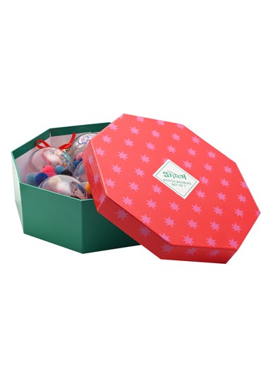 Disney Stitch Set Of 7 Multicoloured Baubles With Pom Poms