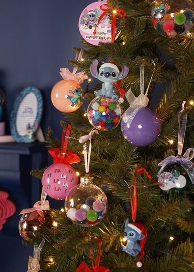 Disney Stitch Set Of 7 Multicoloured Baubles With Pom Poms