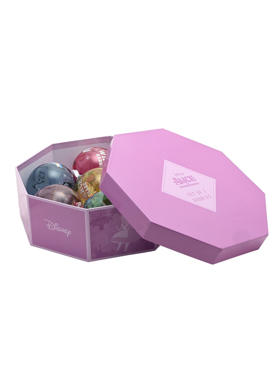 Disney Alice In Wonderland Set Of 7 Multicoloured Baubles