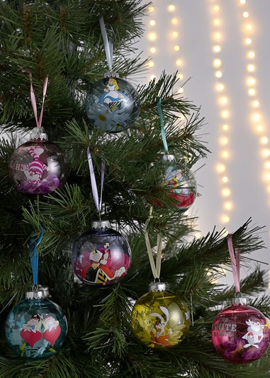 Disney Alice In Wonderland Set Of 7 Multicoloured Baubles