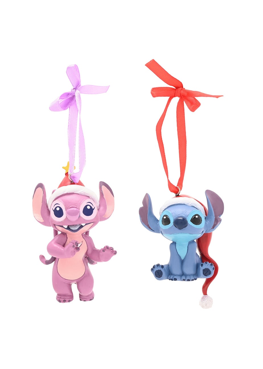 Disney Stitch & Angel Set Of 2 Multicoloured Hanging Decorations
