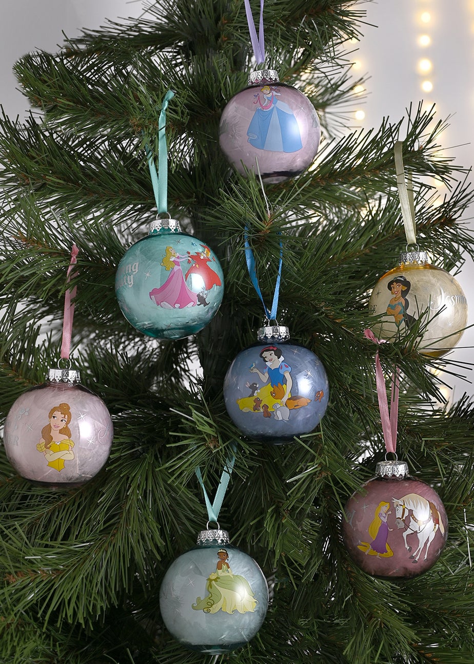 Disney Set Of 7 Multicoloured Baubles Princesses