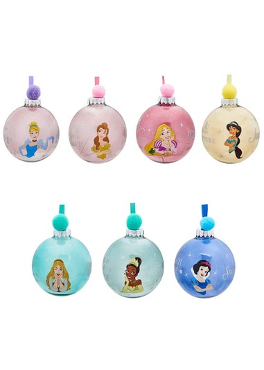 Disney Set Of 7 Multicoloured Baubles Princesses