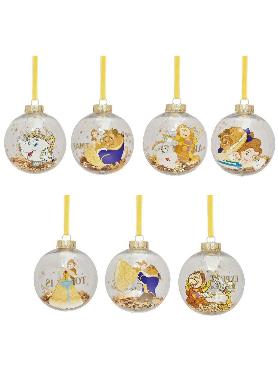 Disney Set Of 7 Multi-Coloured Baubles Beauty & The Beast
