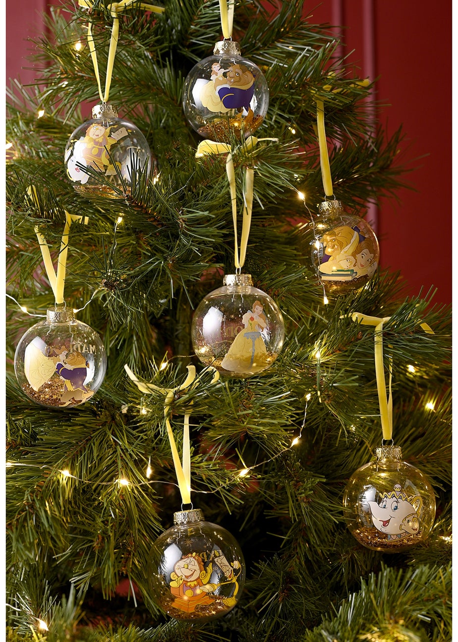 Disney Set Of 7 Multi-Coloured Baubles Beauty & The Beast