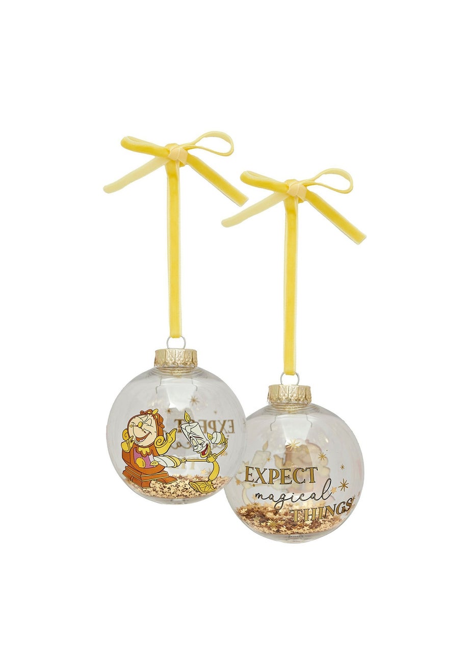 Disney Set Of 7 Multi-Coloured Baubles Beauty & The Beast