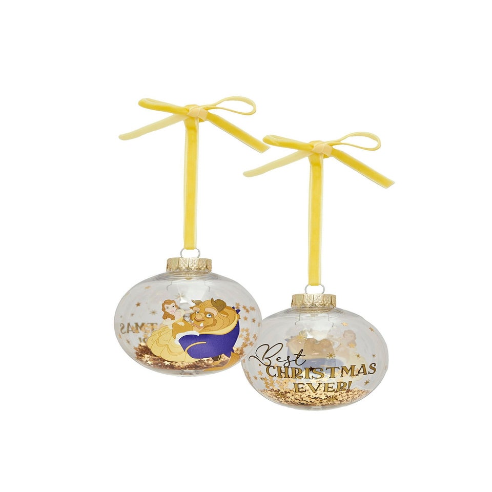 Disney Set Of 7 Multi-Coloured Baubles Beauty & The Beast