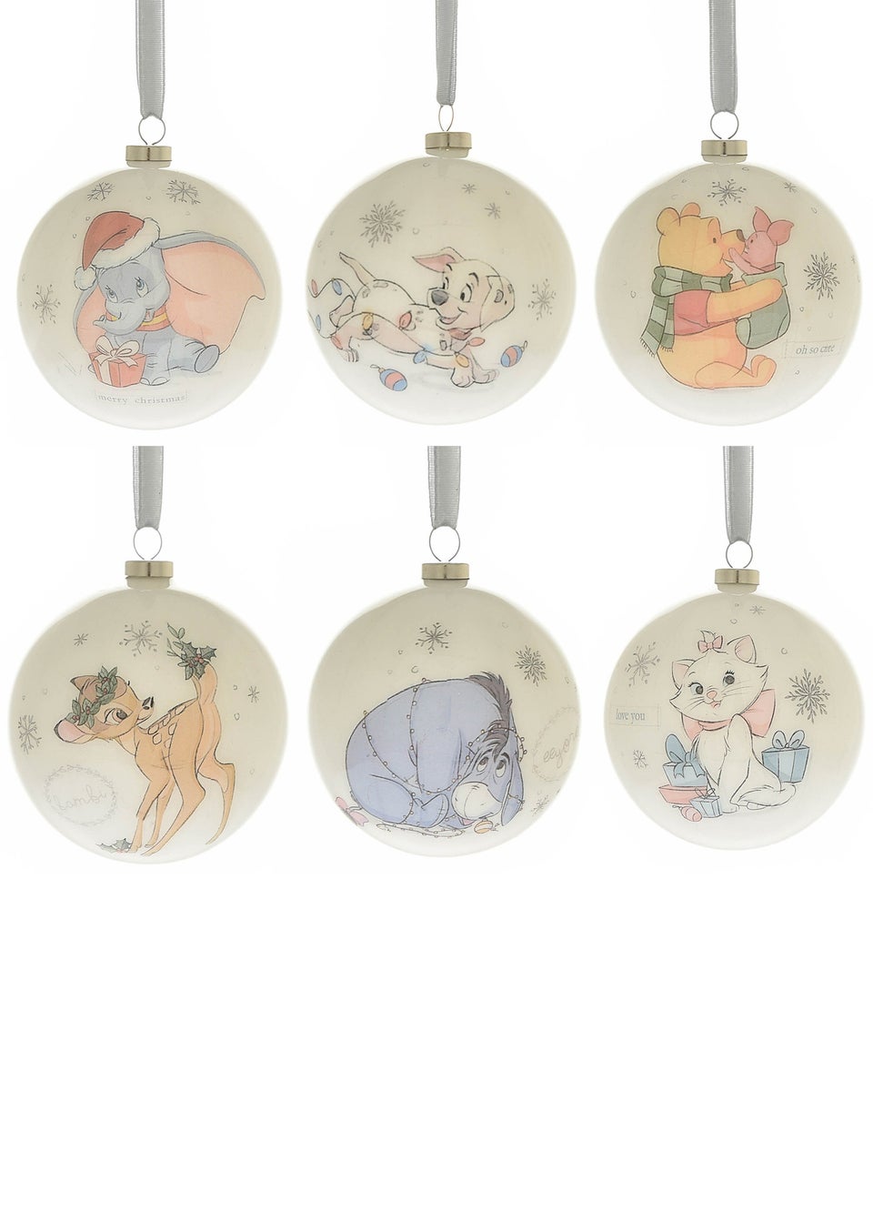 Disney Magical Beginnings Set Of 6 White Baubles