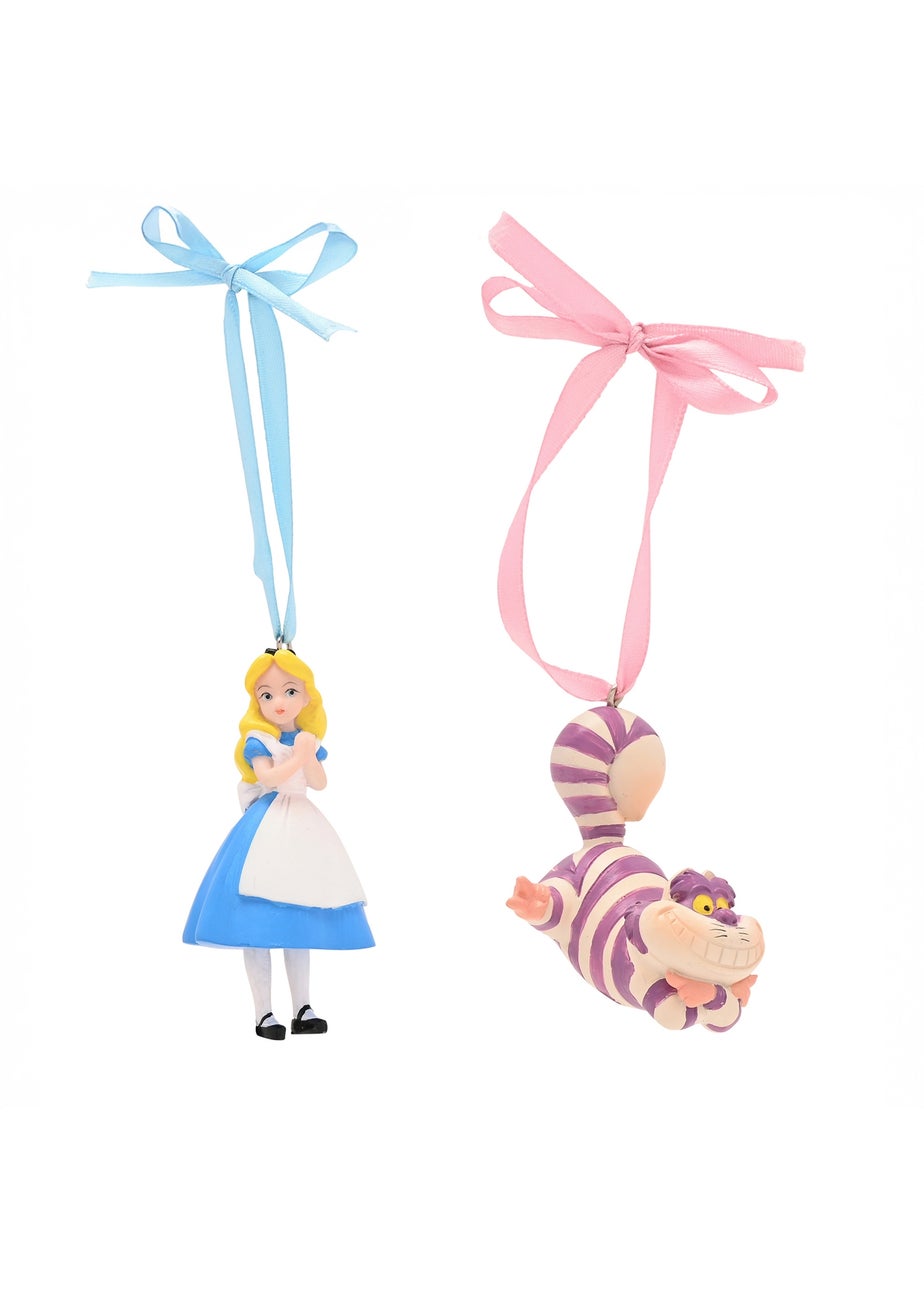 Disney Alice & Cheshire Cat Set Of 2 Multicoloured Hanging Decorations