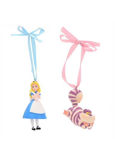 Disney Alice & Cheshire Cat Set Of 2 Multicoloured Hanging Decorations