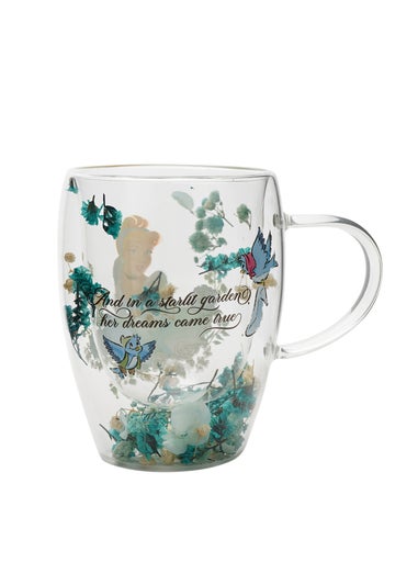Disney Pastel Princess Floral Decorative Blue Glass Mug Cinderella