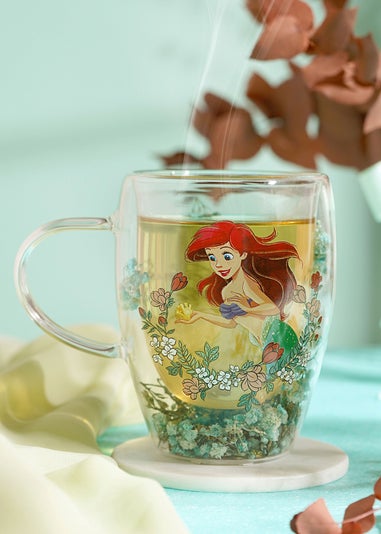 Disney Pastel Princess Floral Decorative Green Glass Mug Ariel