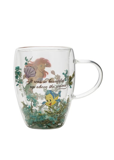 Disney Pastel Princess Floral Decorative Green Glass Mug Ariel