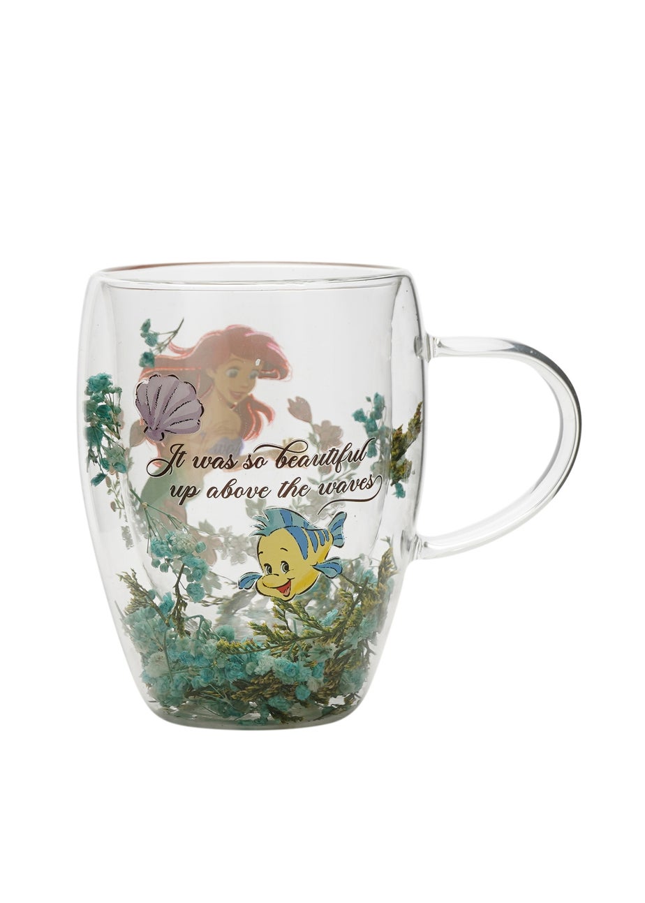 Disney Pastel Princess Floral Decorative Green Glass Mug Ariel