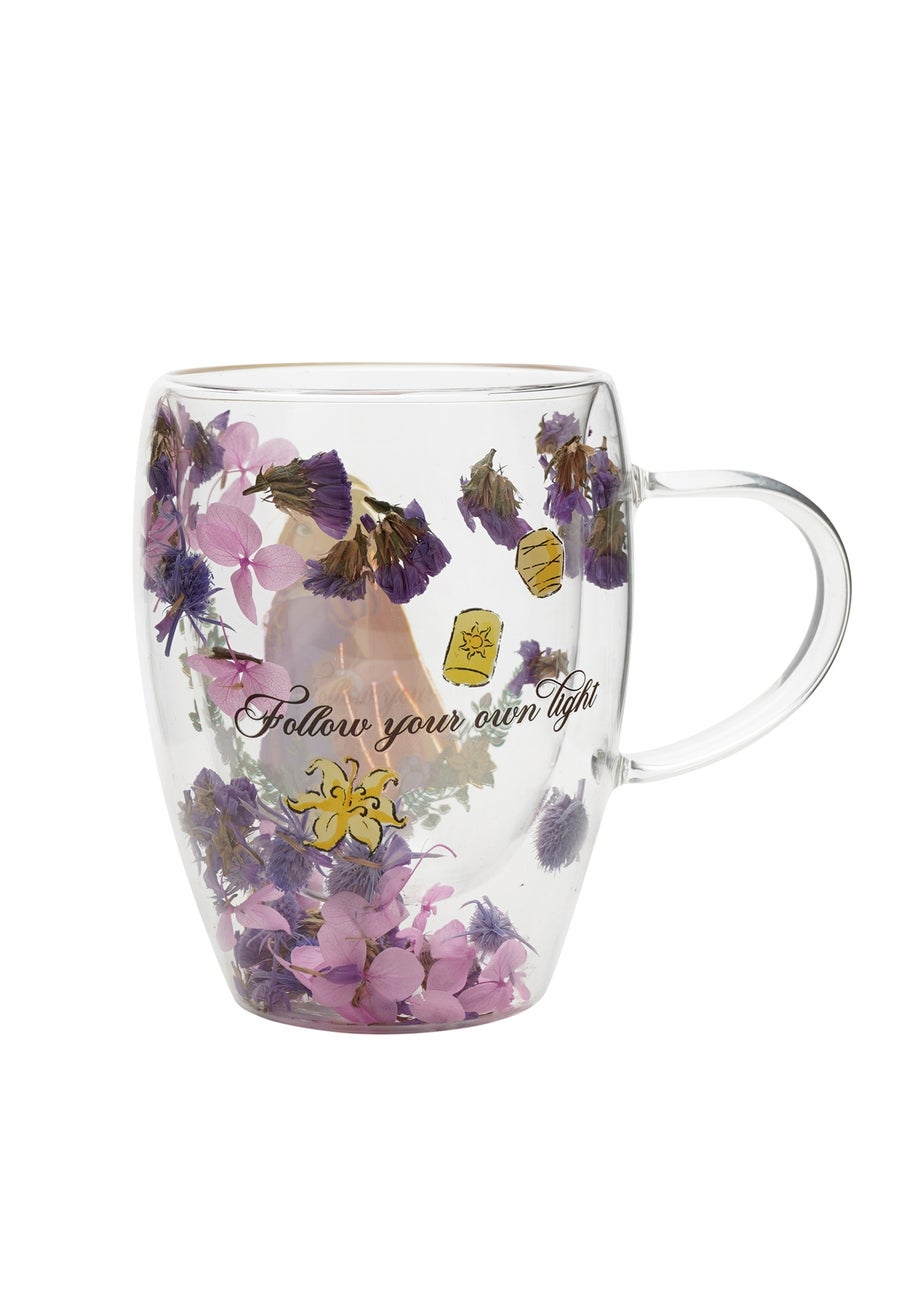 Disney Pastel Princess Floral Decorative Purple Glass Mug Rapunzel