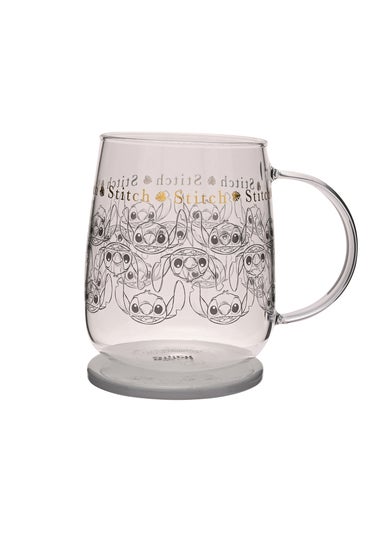 Disney Classic Collectable Glass Mug With Lid Stitch
