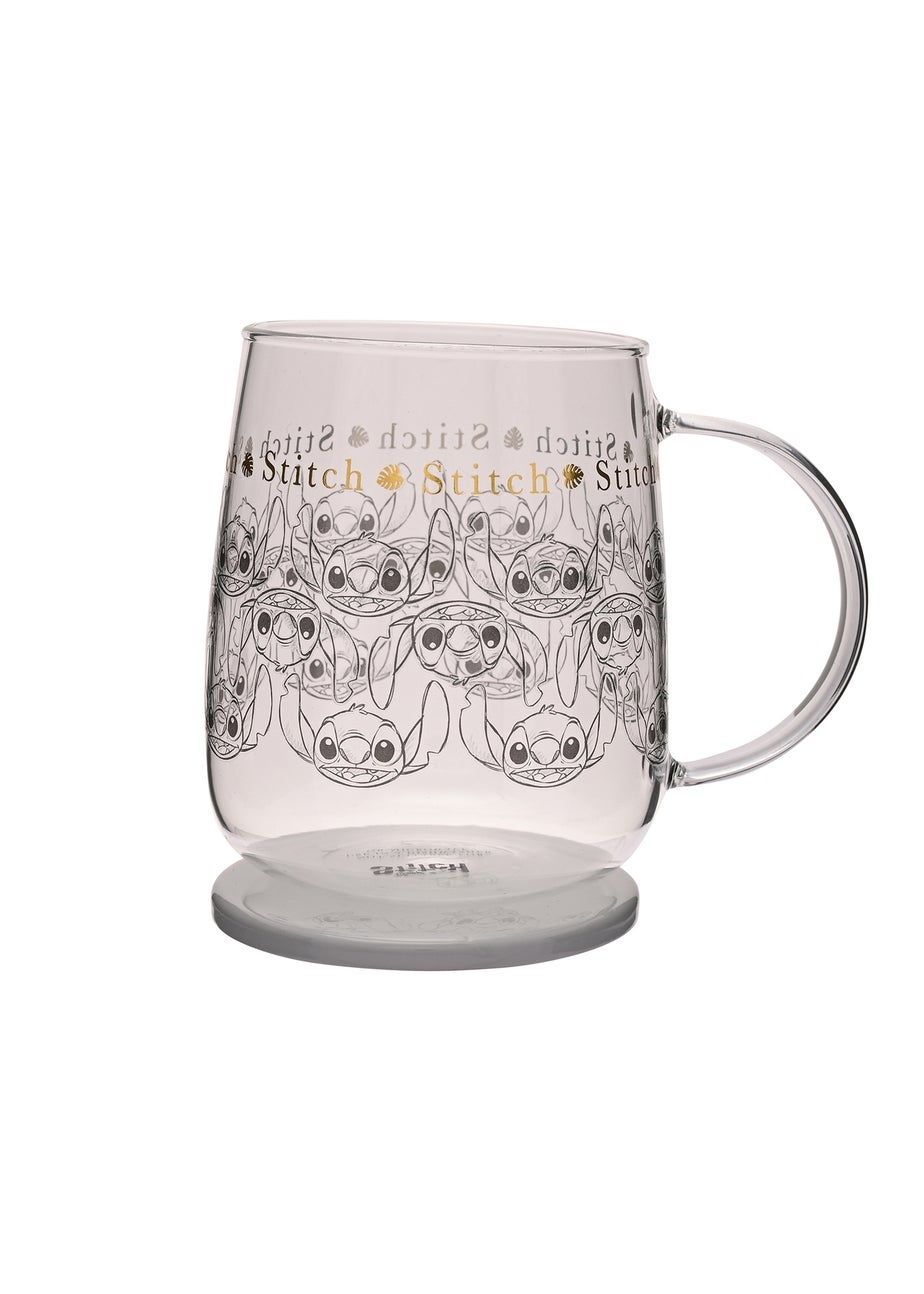 Disney Classic Collectable Glass Mug With Lid Stitch