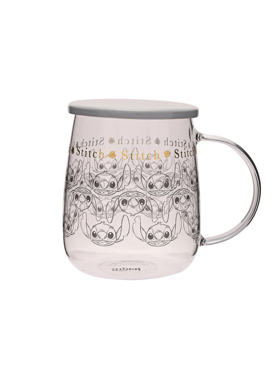 Disney Classic Collectable Glass Mug With Lid Stitch